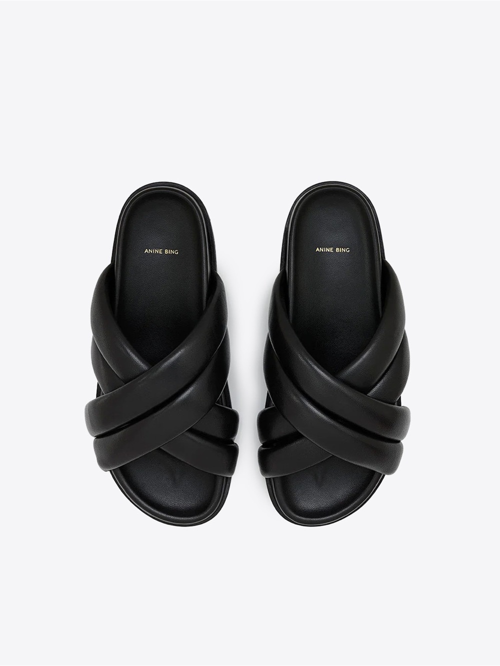 anine bing lizzie sandals black puffer sandals